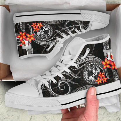 Tonga Polynesian High Top Shoes White Plumeria