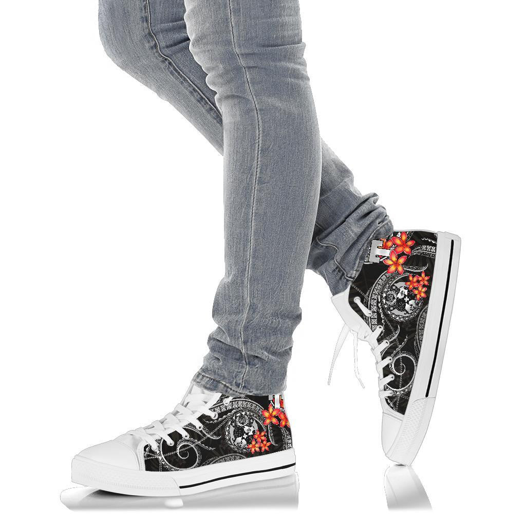 Tonga Polynesian High Top Shoes White Plumeria