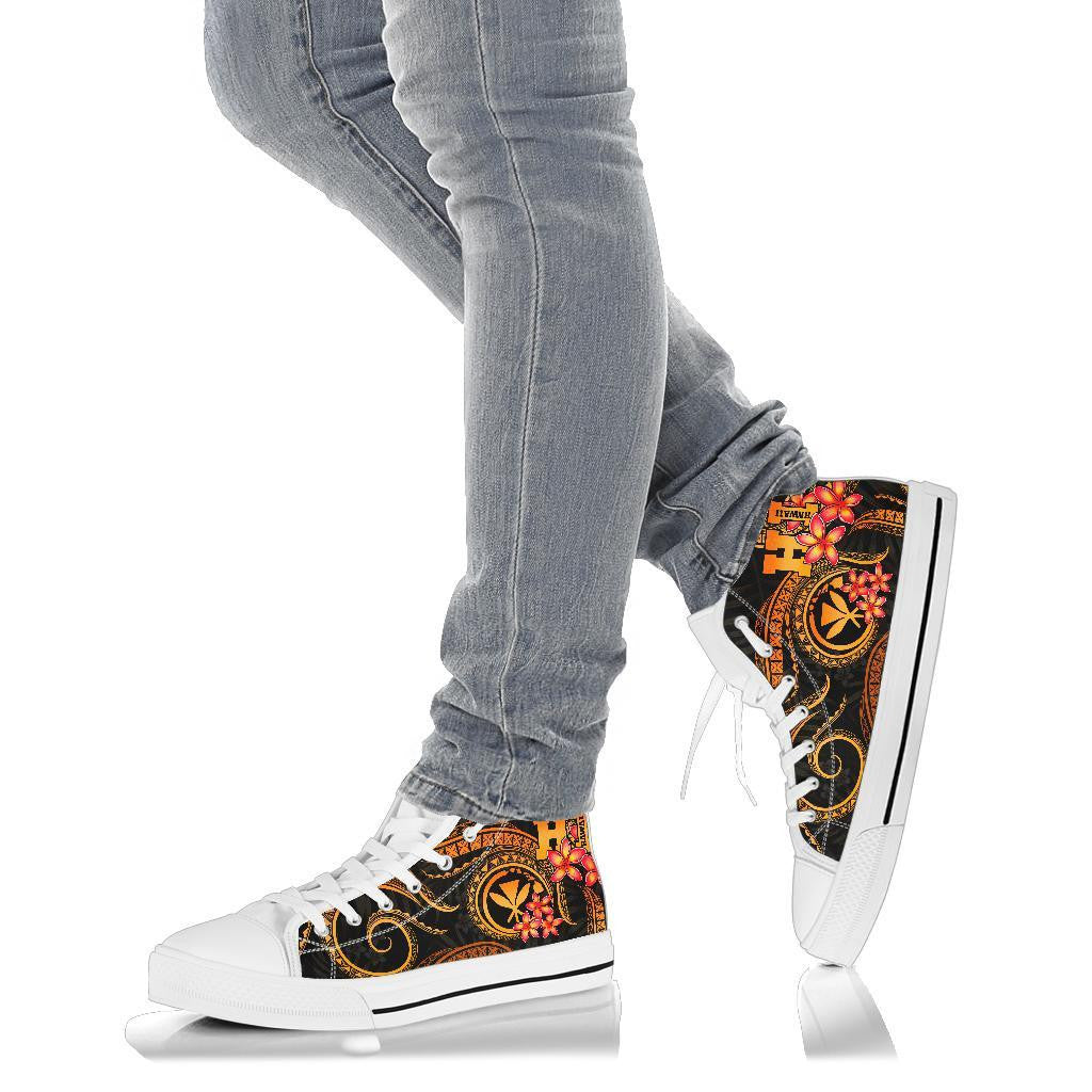 Polynesian Hawaii High Top Shoe Gold Plumeria
