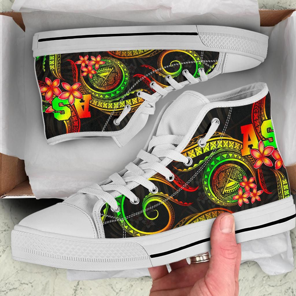 American Samoa Polynesian High Top Shoes Reggae Plumeria