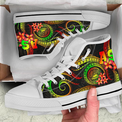 American Samoa Polynesian High Top Shoes Reggae Plumeria