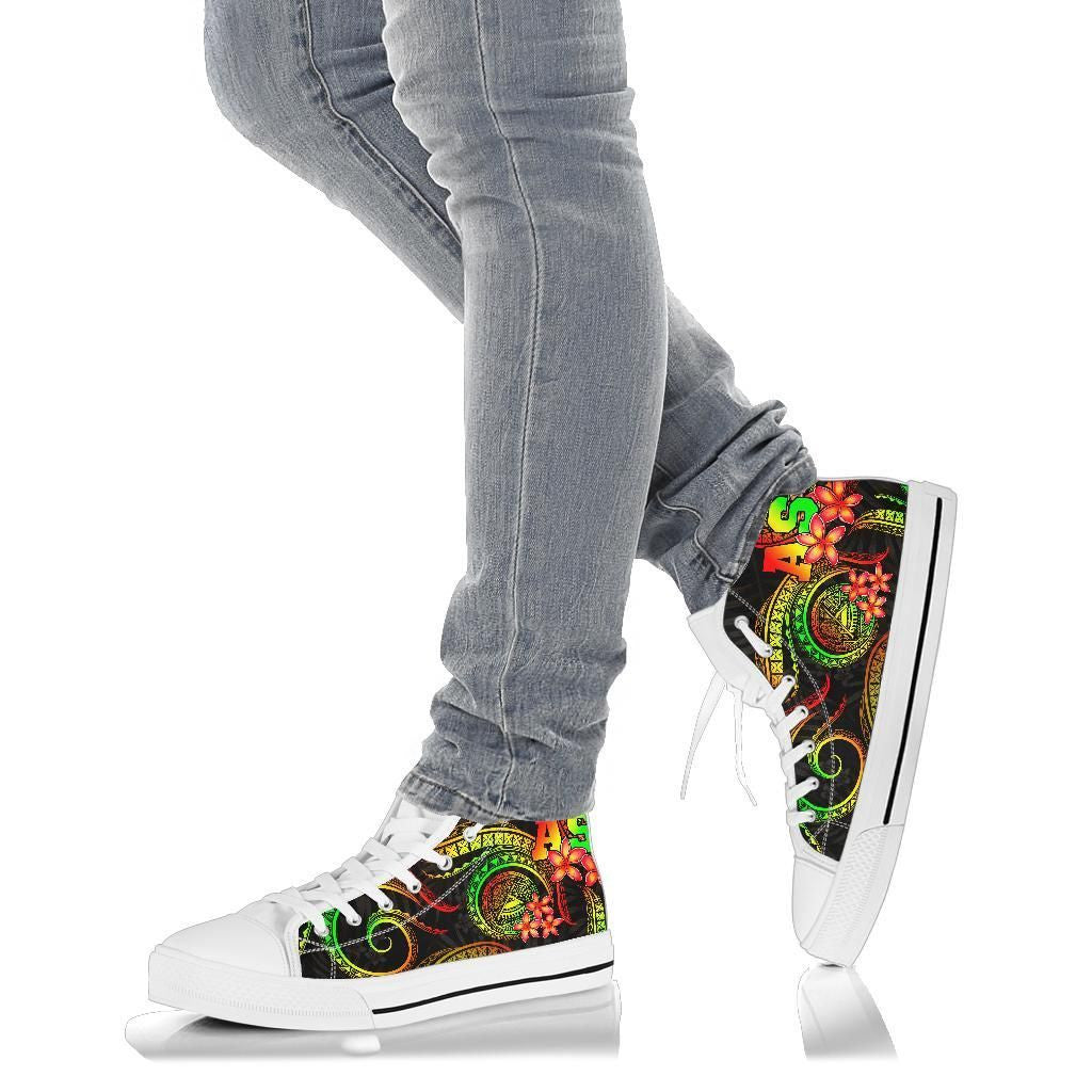 American Samoa Polynesian High Top Shoes Reggae Plumeria