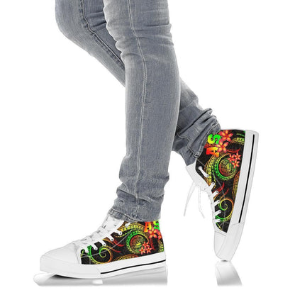 American Samoa Polynesian High Top Shoes Reggae Plumeria