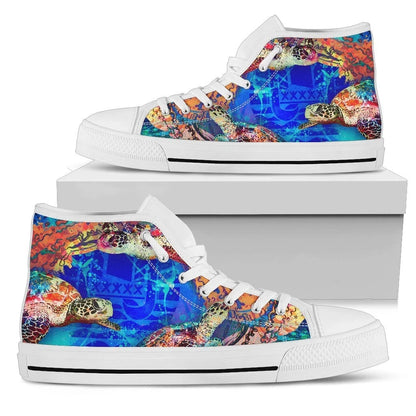 Tahiti Polynesian High Top Shoes Coral Treasure