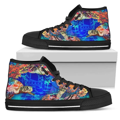 Tahiti Polynesian High Top Shoes Coral Treasure