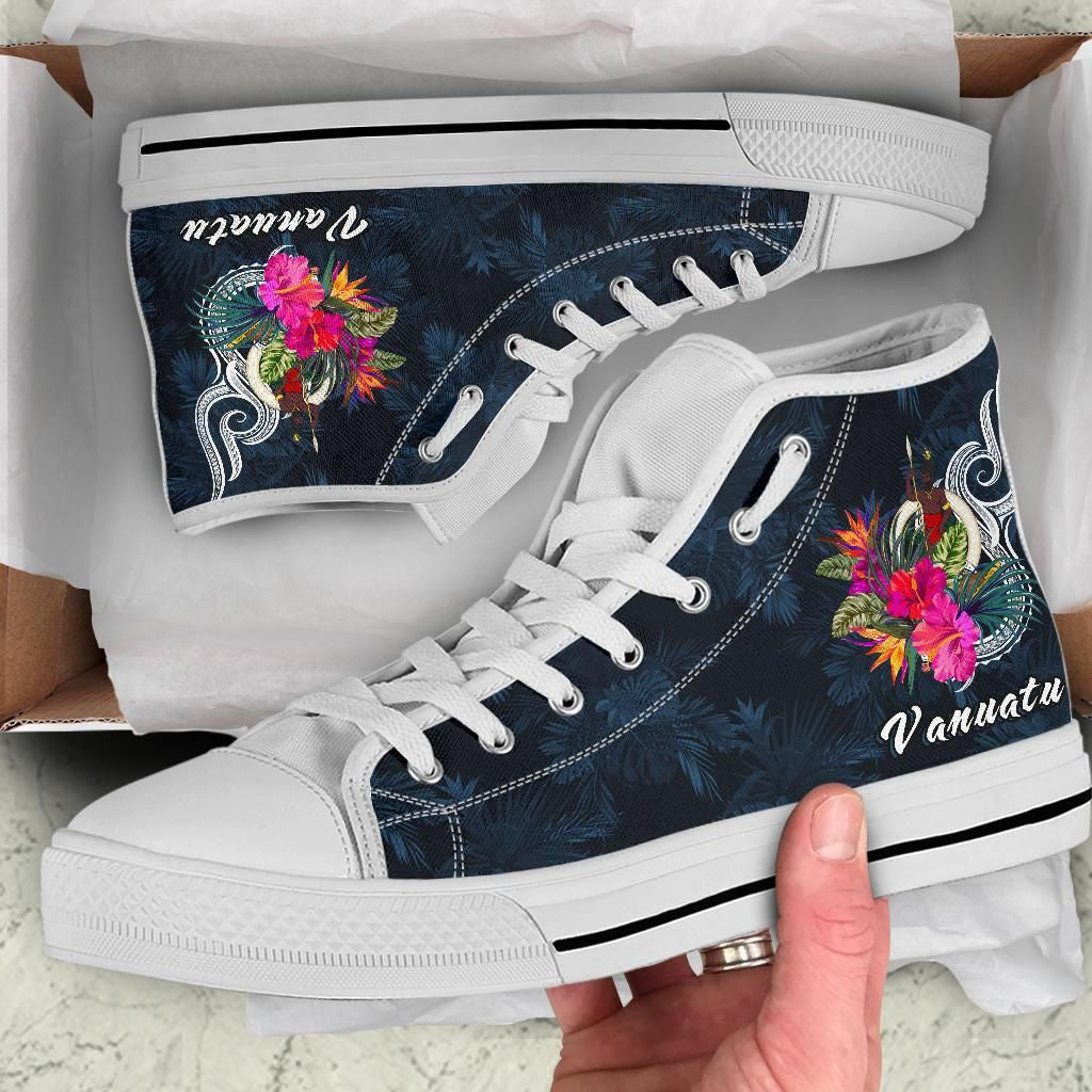 Vanuatu Polynesian High Top Shoe Tropical Flower