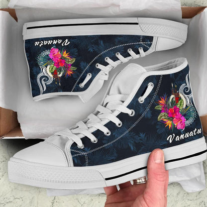 Vanuatu Polynesian High Top Shoe Tropical Flower
