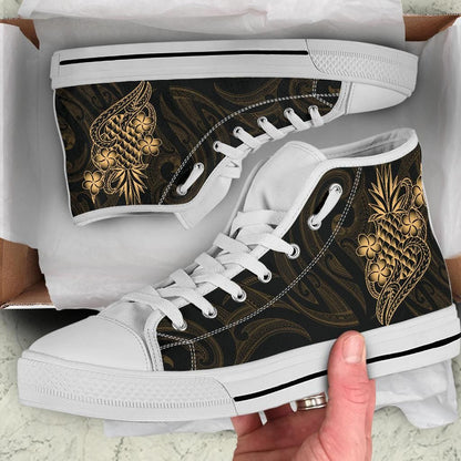 Polynesian High Top Shoe Gold Pineapple