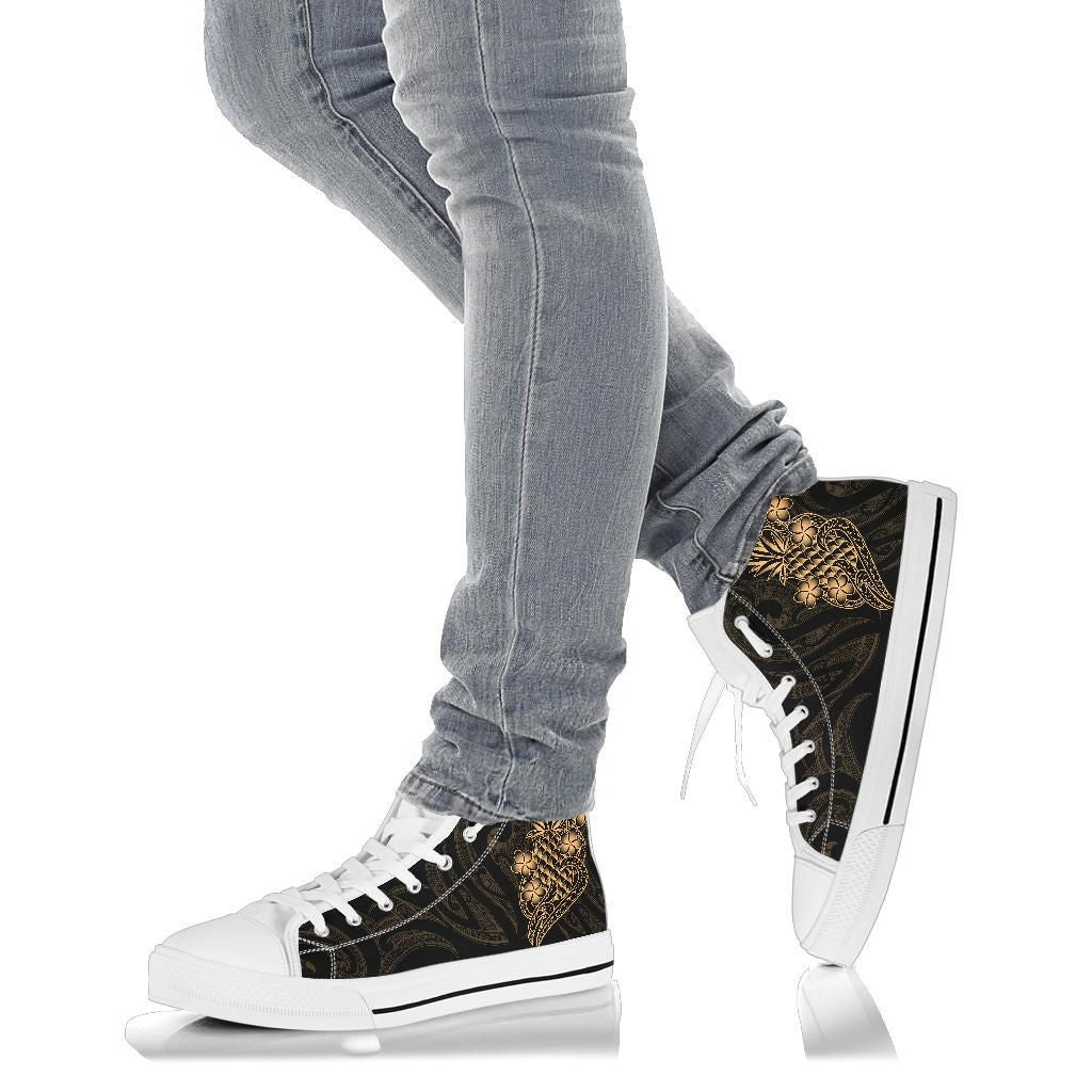 Polynesian High Top Shoe Gold Pineapple