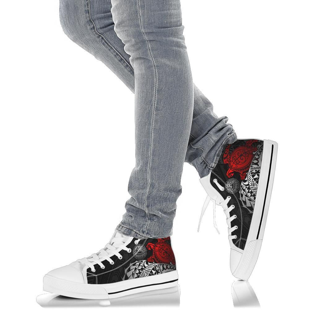 American Samoa Polynesian High Top Shoes Polynesian Turtle Red