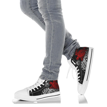 American Samoa Polynesian High Top Shoes Polynesian Turtle Red