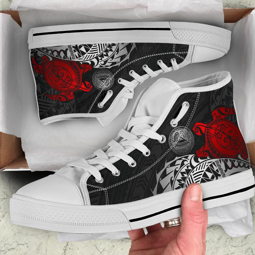 American Samoa Polynesian High Top Shoes Polynesian Turtle Red