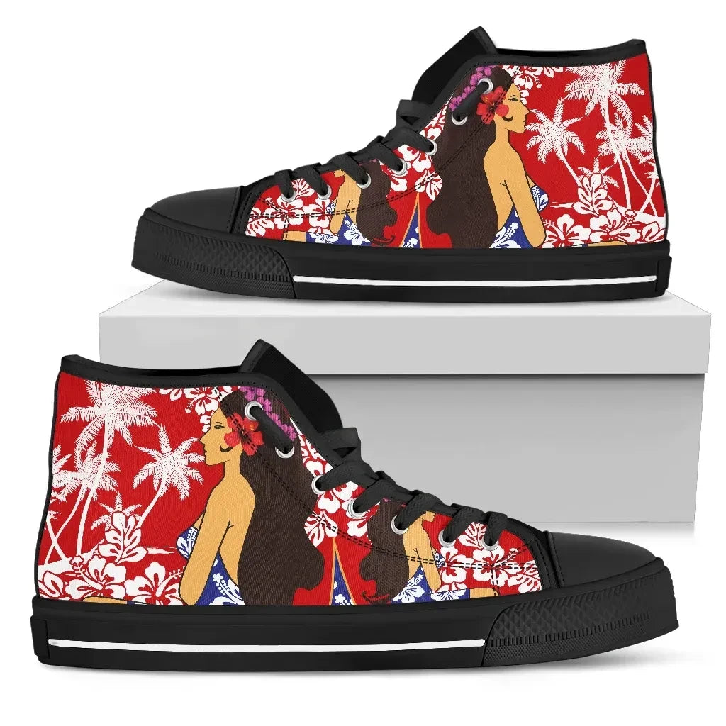 French Polynesia High Top Shoe Tahiti Girl Bn09