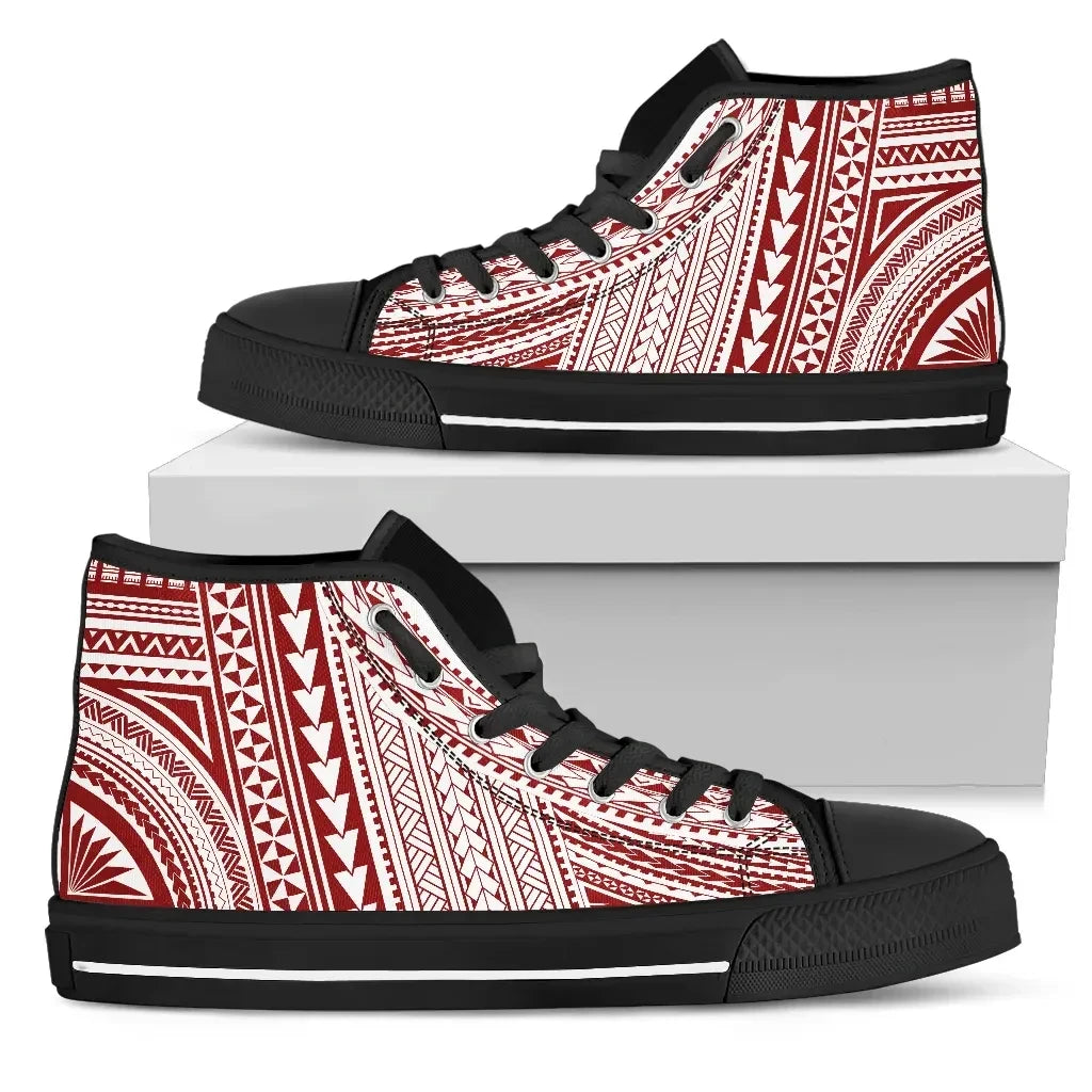Polynesian High Top Canvas Shoes Red Version Bn10