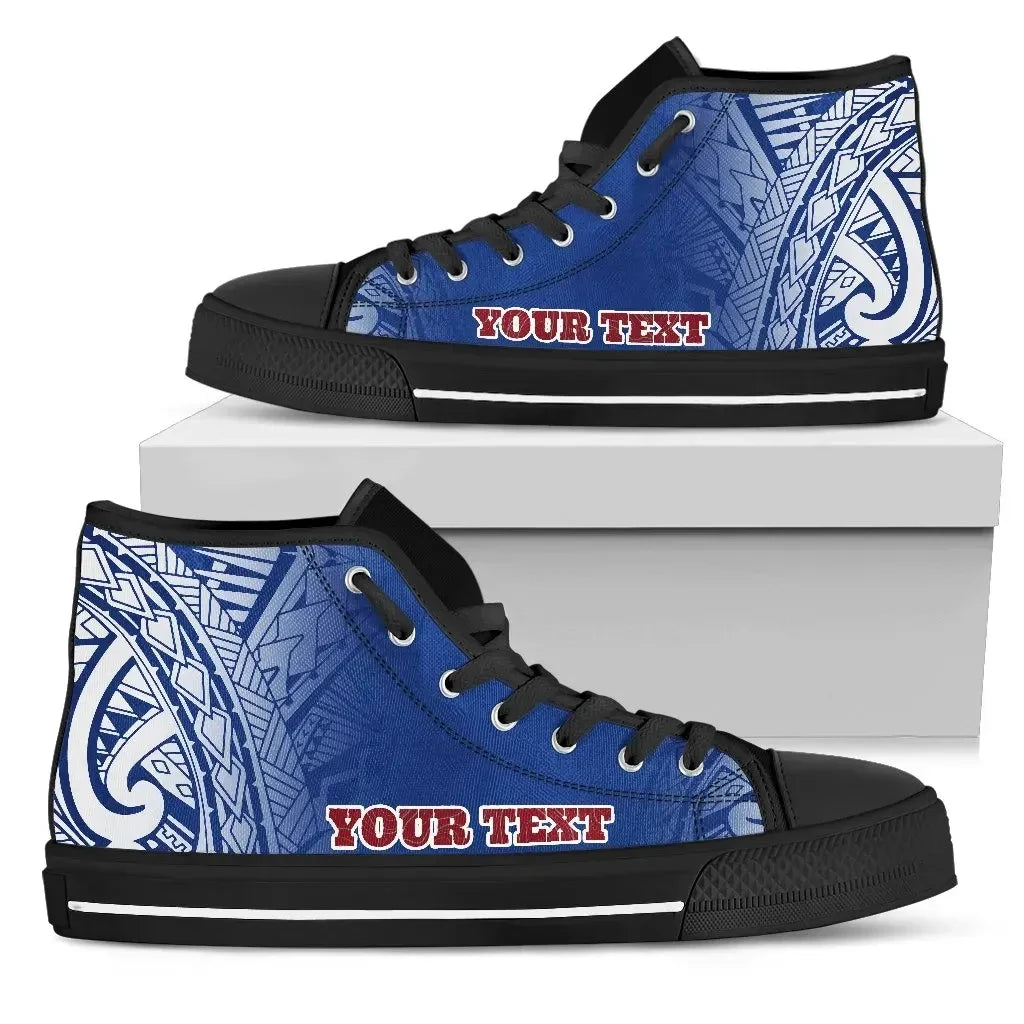 Samoa Custom Personalised High Top Shoe Polynesian Fog Blue