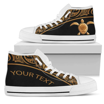 Turtle Personalised High Top Shoes Polynesian Gold Curve Style Bn12