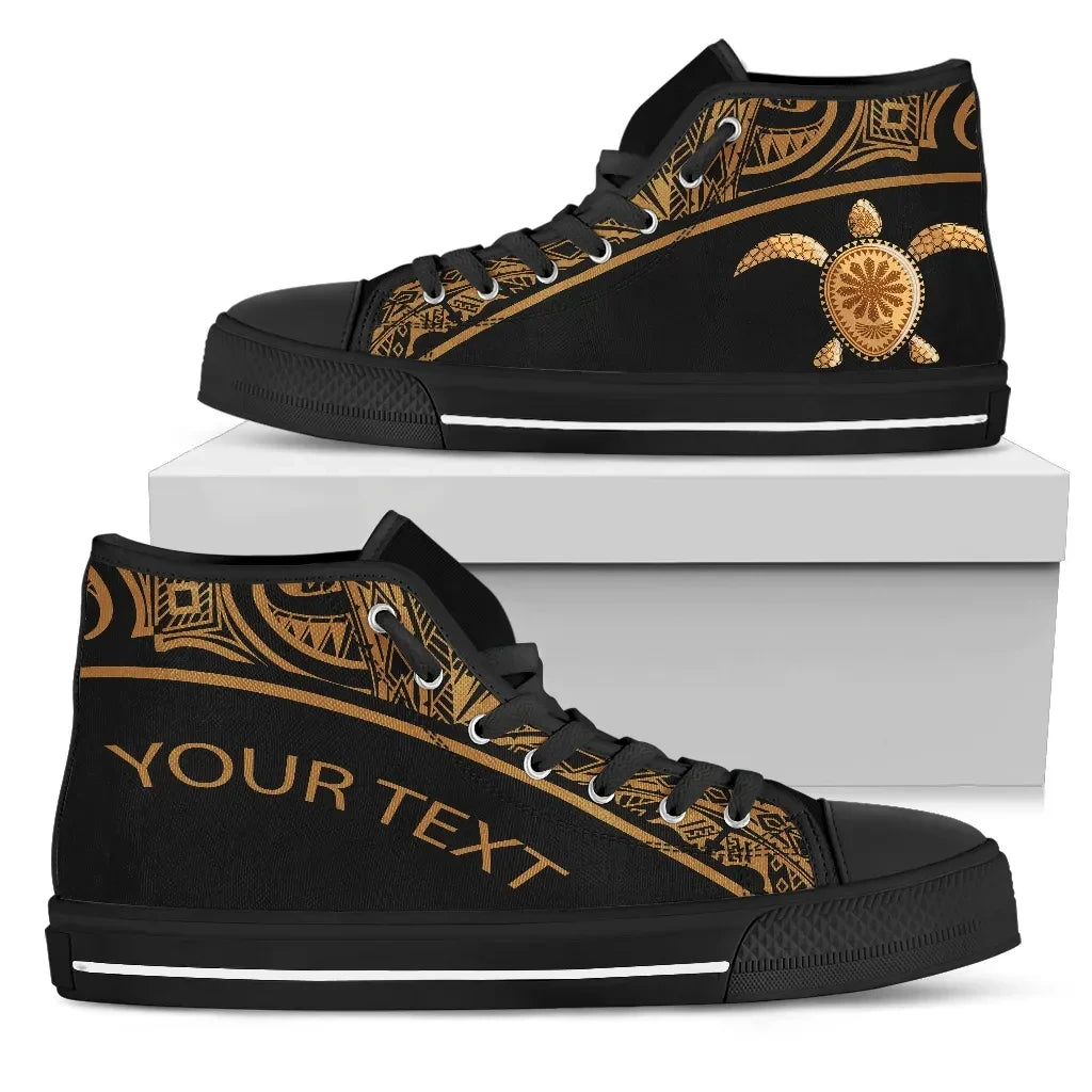 Turtle Personalised High Top Shoes Polynesian Gold Curve Style Bn12