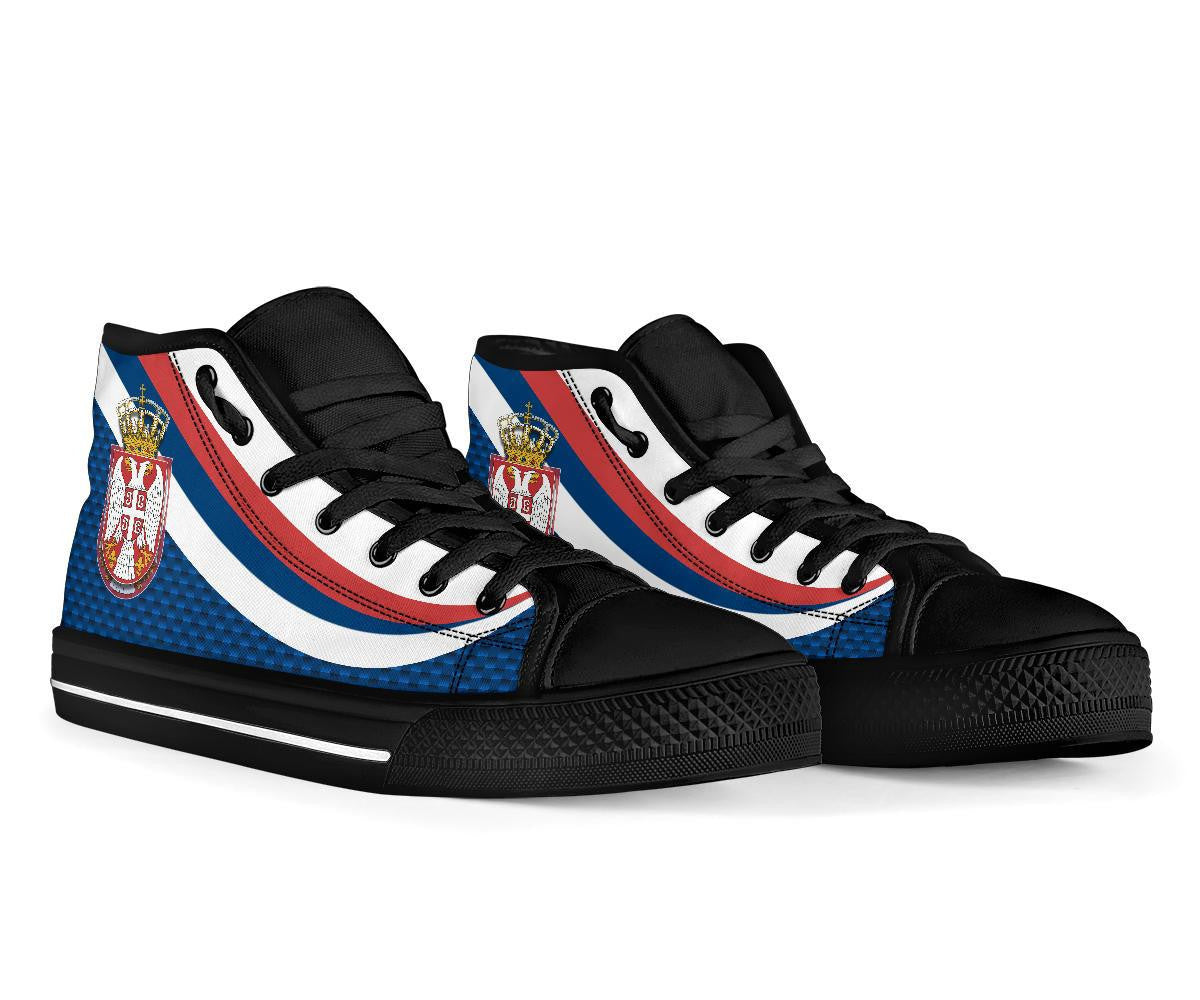 Serbia High Top Shoe Black Serbia Flag Blue