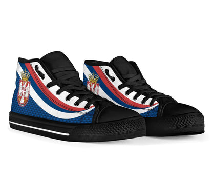Serbia High Top Shoe Black Serbia Flag Blue