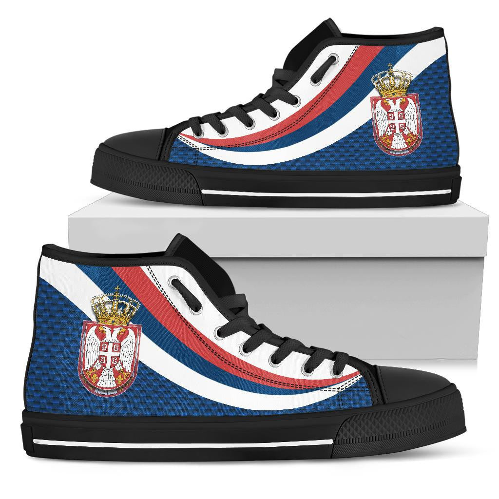 Serbia High Top Shoe Black Serbia Flag Blue