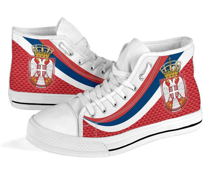 Serbia High Top Shoe Black Serbia Flag Red