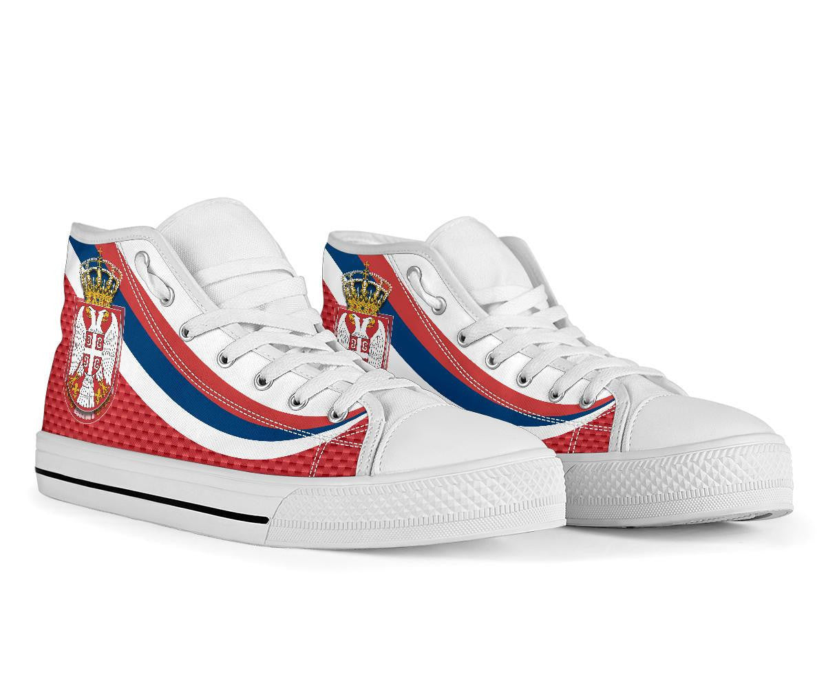 Serbia High Top Shoe Black Serbia Flag Red