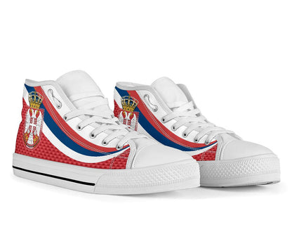 Serbia High Top Shoe Black Serbia Flag Red