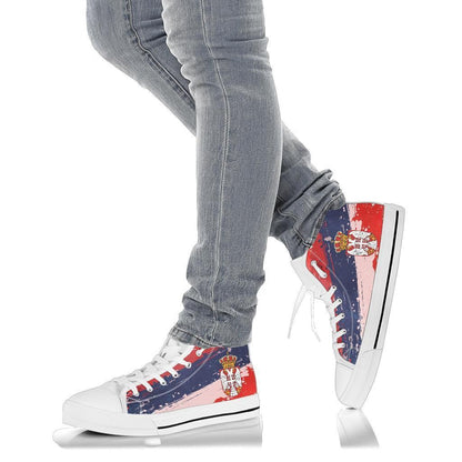 Serbia High Top Shoe Serbia National Flag And Emblem