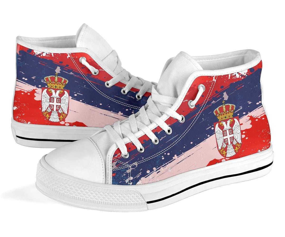 Serbia High Top Shoe Serbia National Flag And Emblem