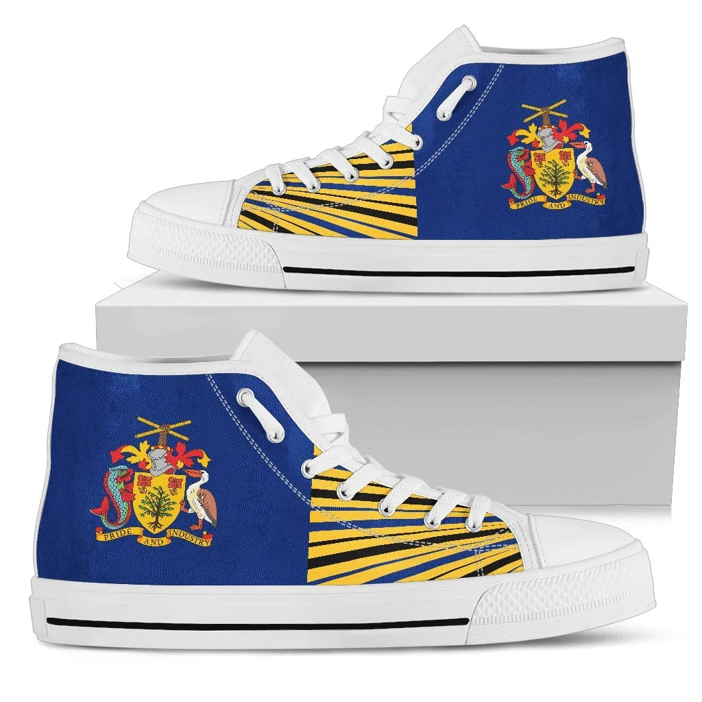 Barbados Coat Of Arms High Top Canvas Shoes