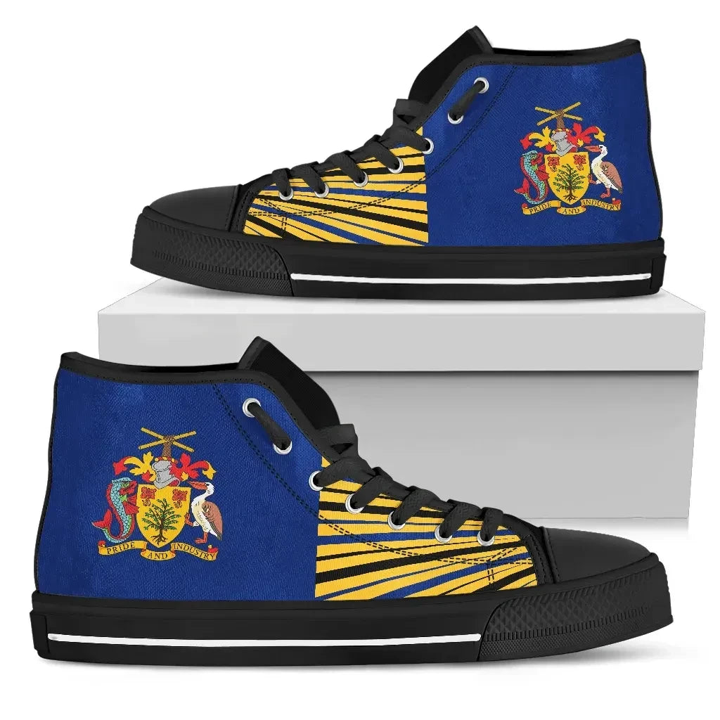 Barbados Coat Of Arms High Top Canvas Shoes