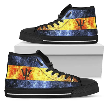 Barbados Grunge Flag High Top Shoes