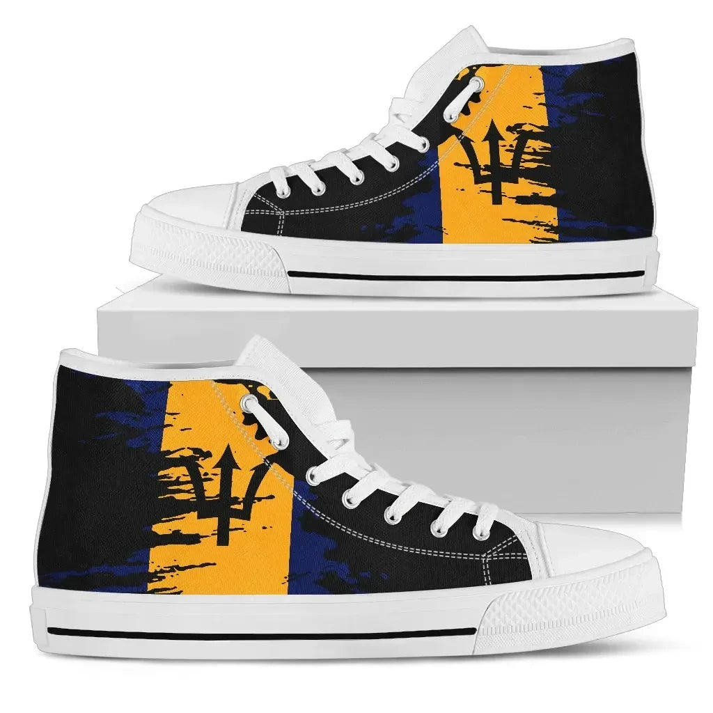 Barbados High Top Shoe Flag Painting Th5