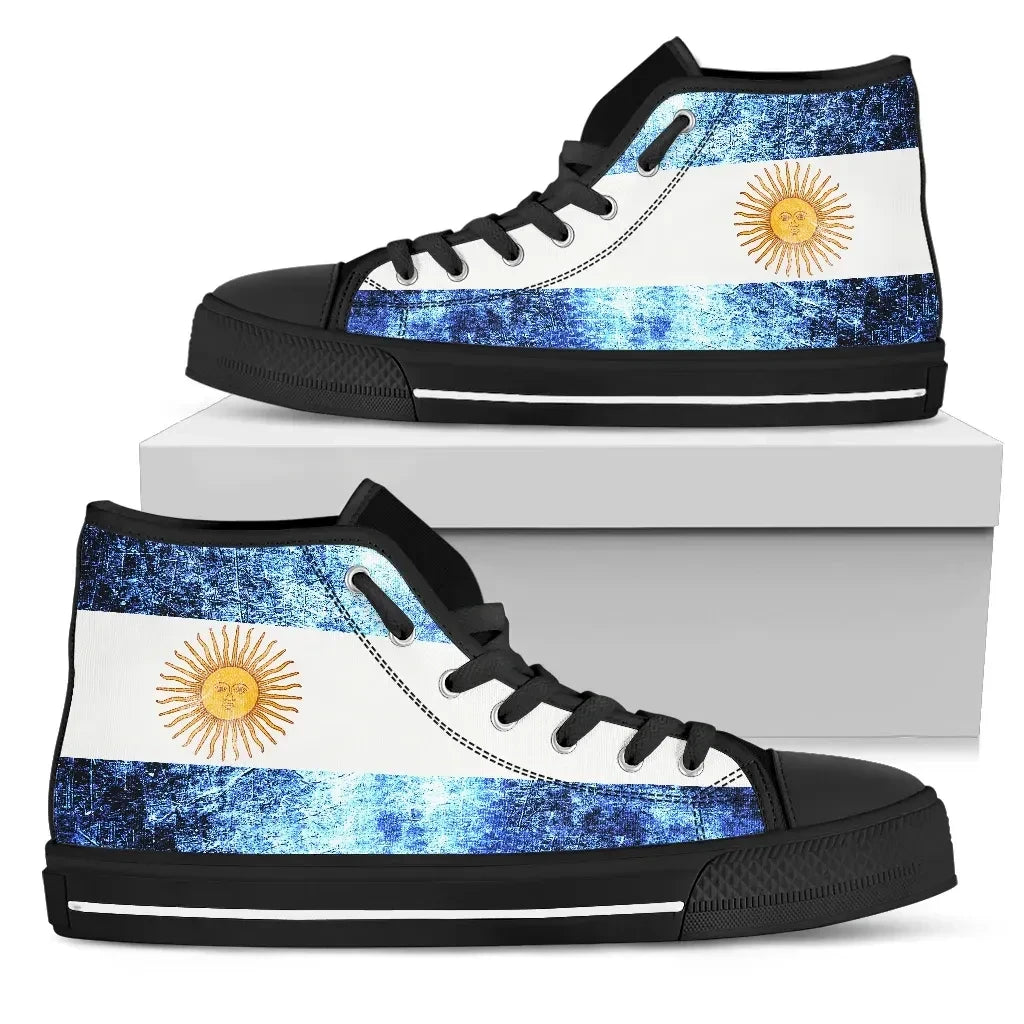 Argentina Darken Flag High Top Canvas Shoes