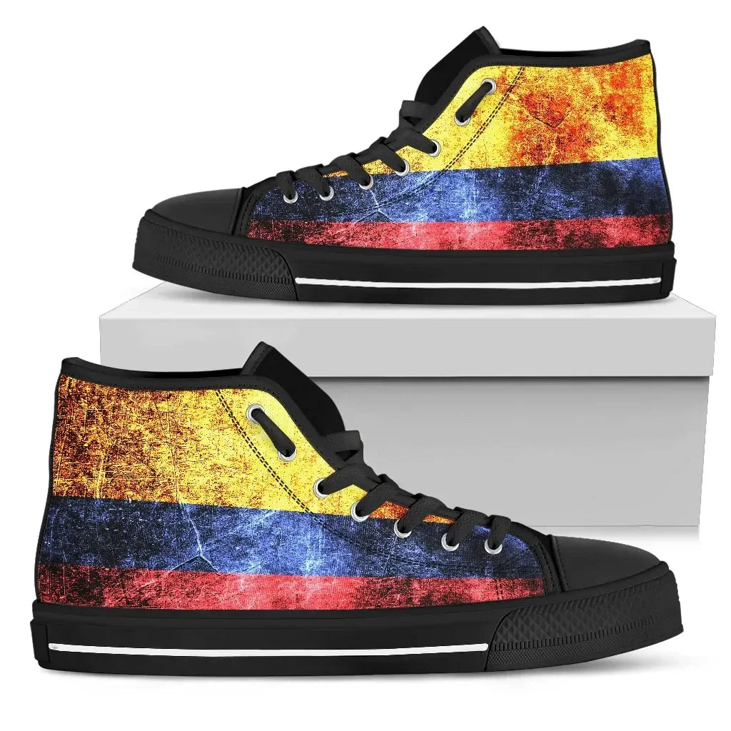 Colombia Darken Flag High Top Canvas Shoes