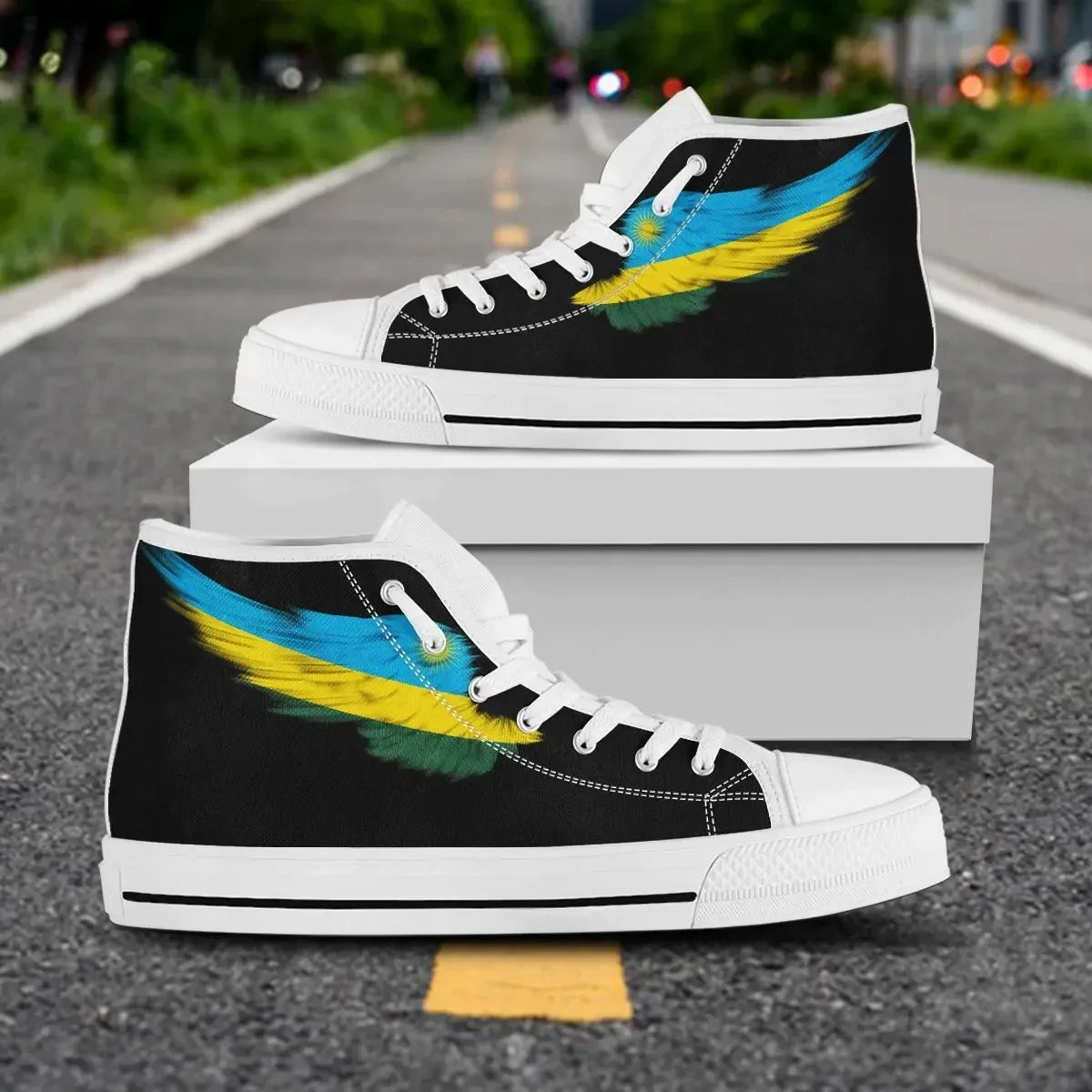 Rwanda Black High Top Shoe Wing Flag