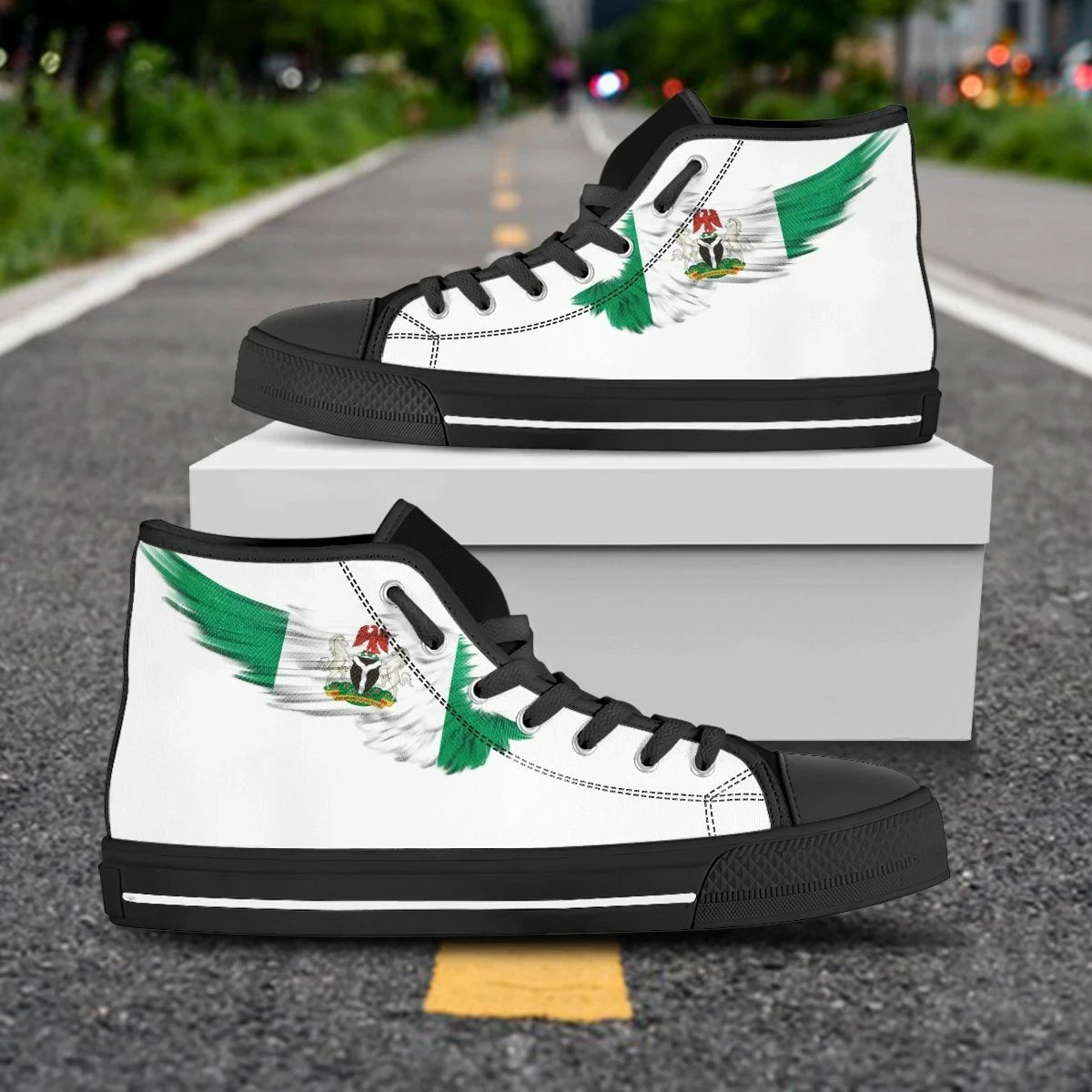 Nigeria White High Top Shoe Wing Flag