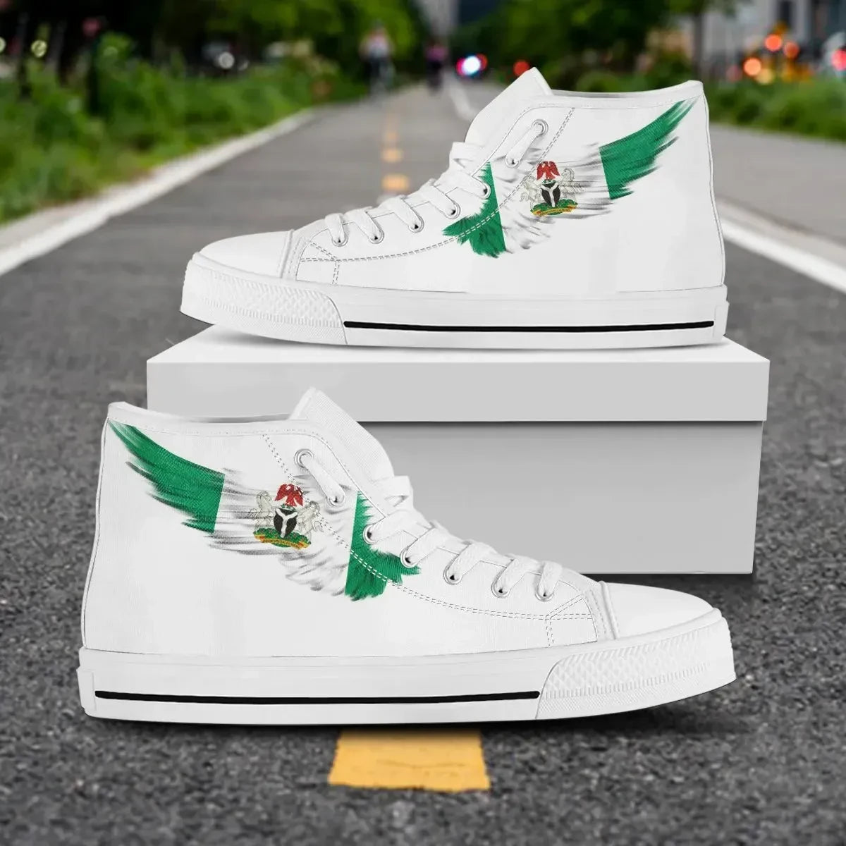 Nigeria White High Top Shoe Wing Flag