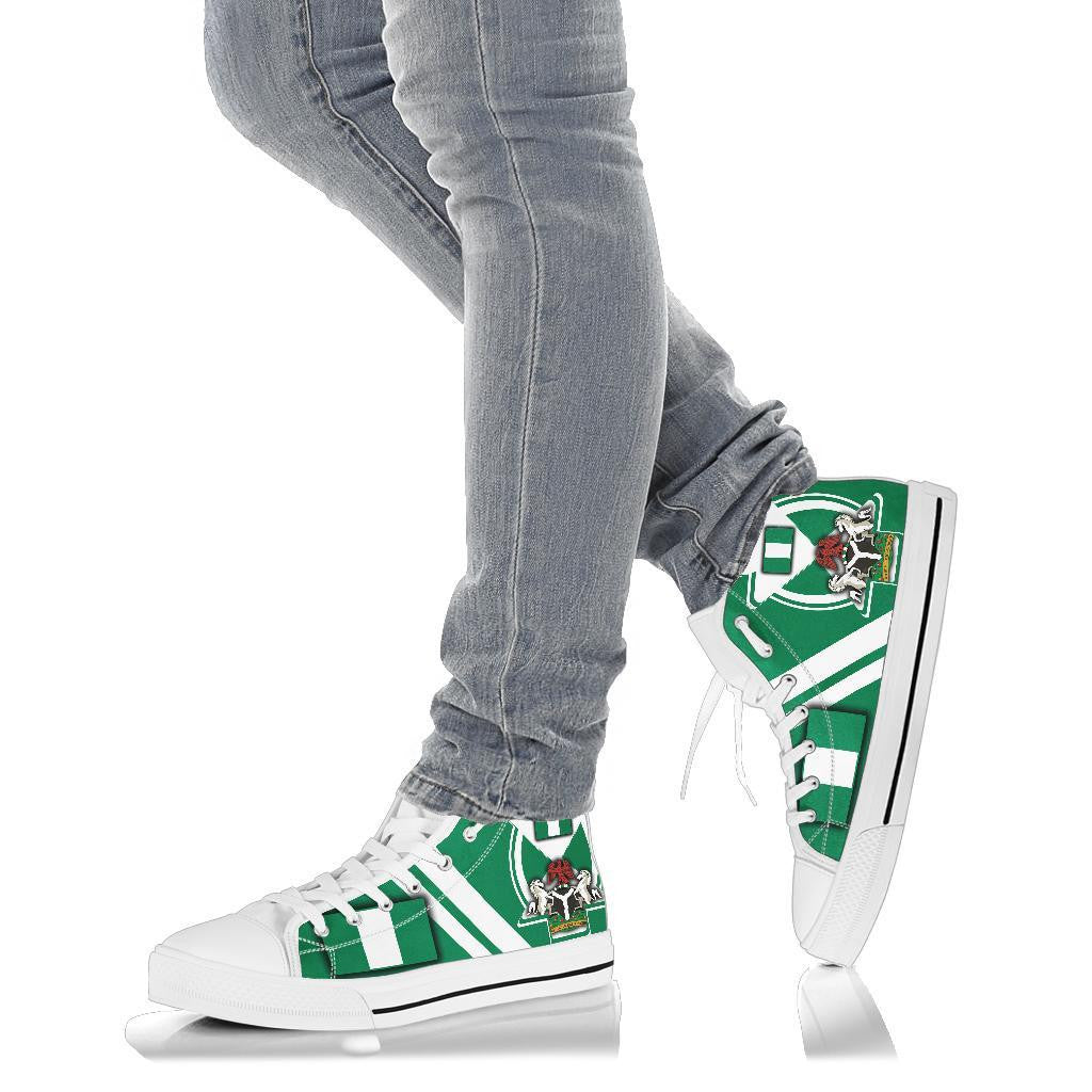 Nigeria High Top Shoes Nigerian Flag And Coat Of Arms Boa Me Na Me Mmoa Wo