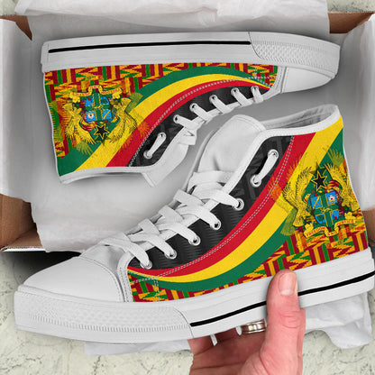 Ghana High Top Shoes Ghana Coat Of Arms And Kente Patterns