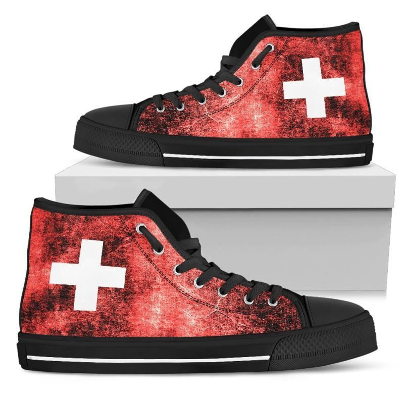 Switzerland Darken Flag High Top Canvas Shoes