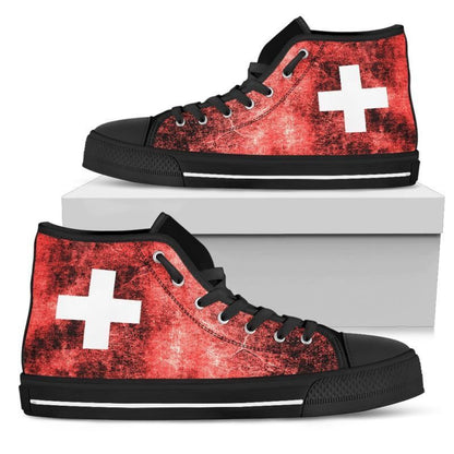 Switzerland Darken Flag High Top Canvas Shoes