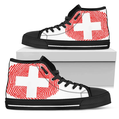 Switzerland Fingerprint Flag High Top Canvas Shoes