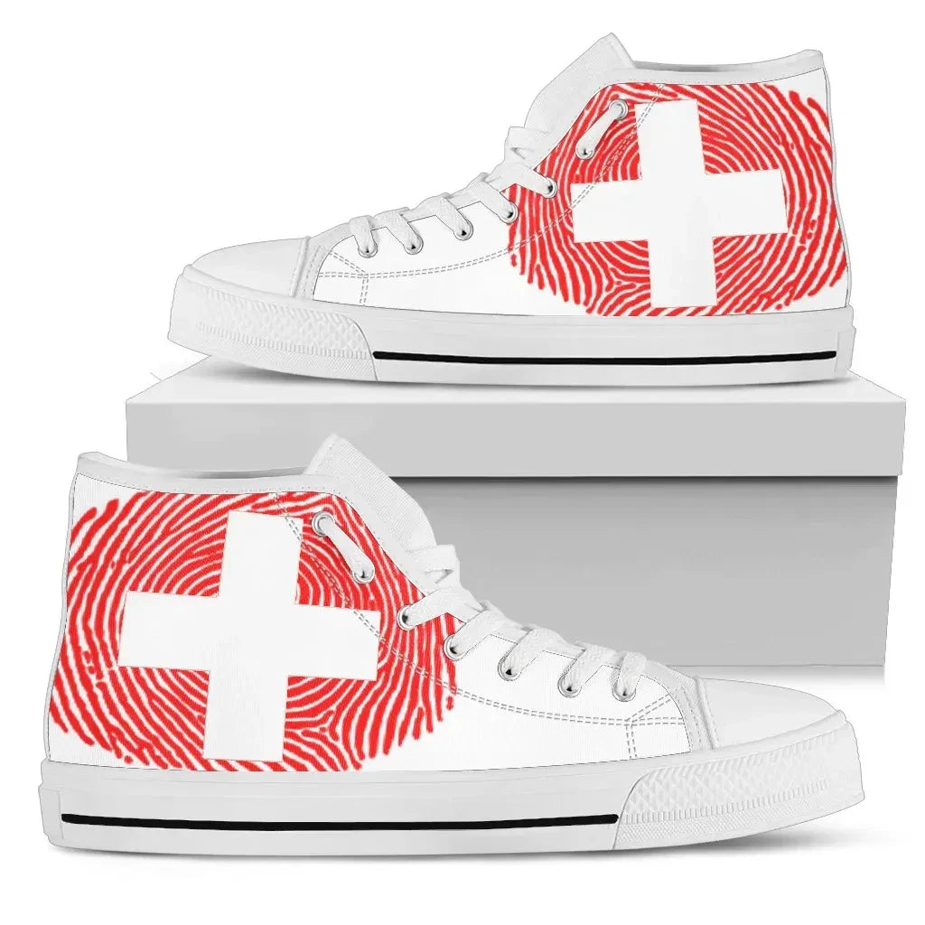 Switzerland Fingerprint Flag High Top Canvas Shoes