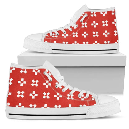 Switzerland Flag Pattern High Top Canvas Shoes
