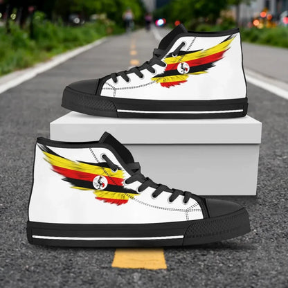 Uganda White High Top Shoe Wing Flag