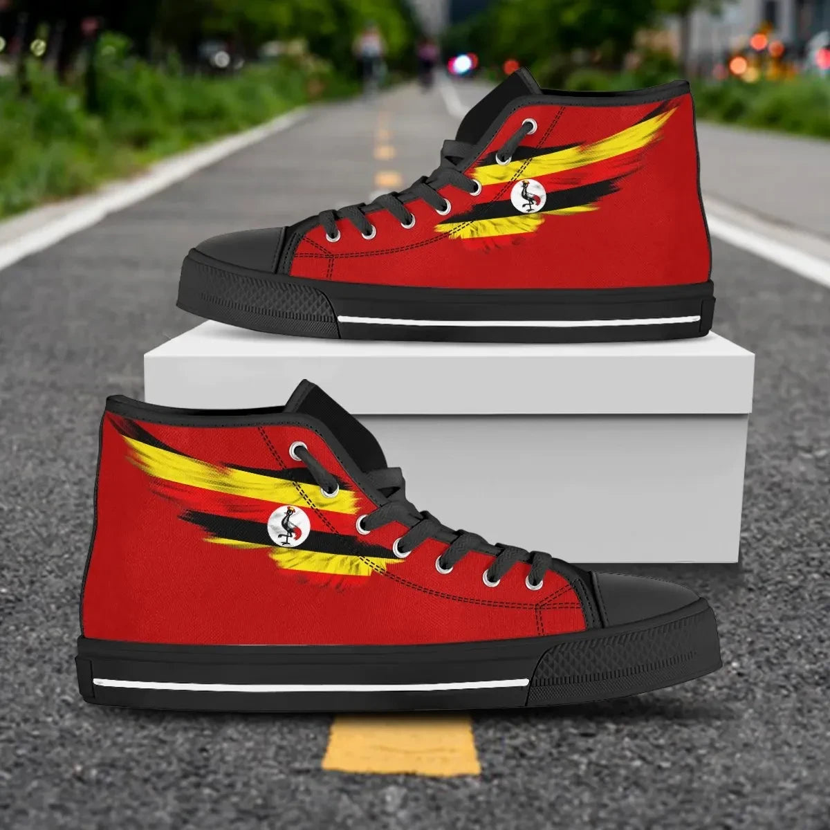Uganda Red High Top Shoe Wing Flag