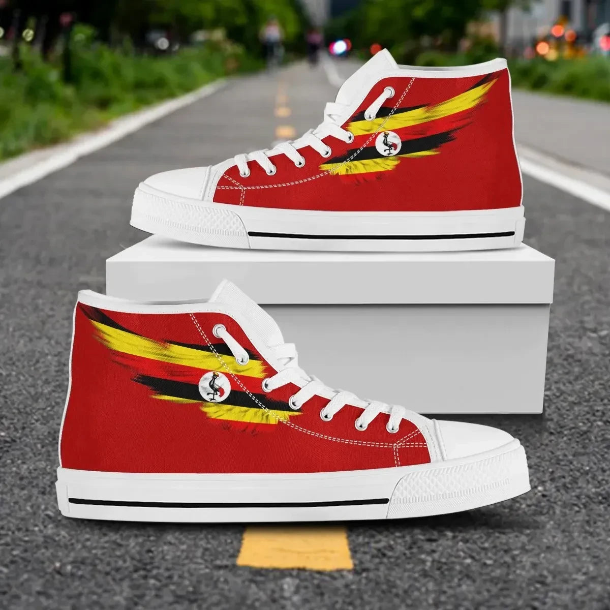 Uganda Red High Top Shoe Wing Flag