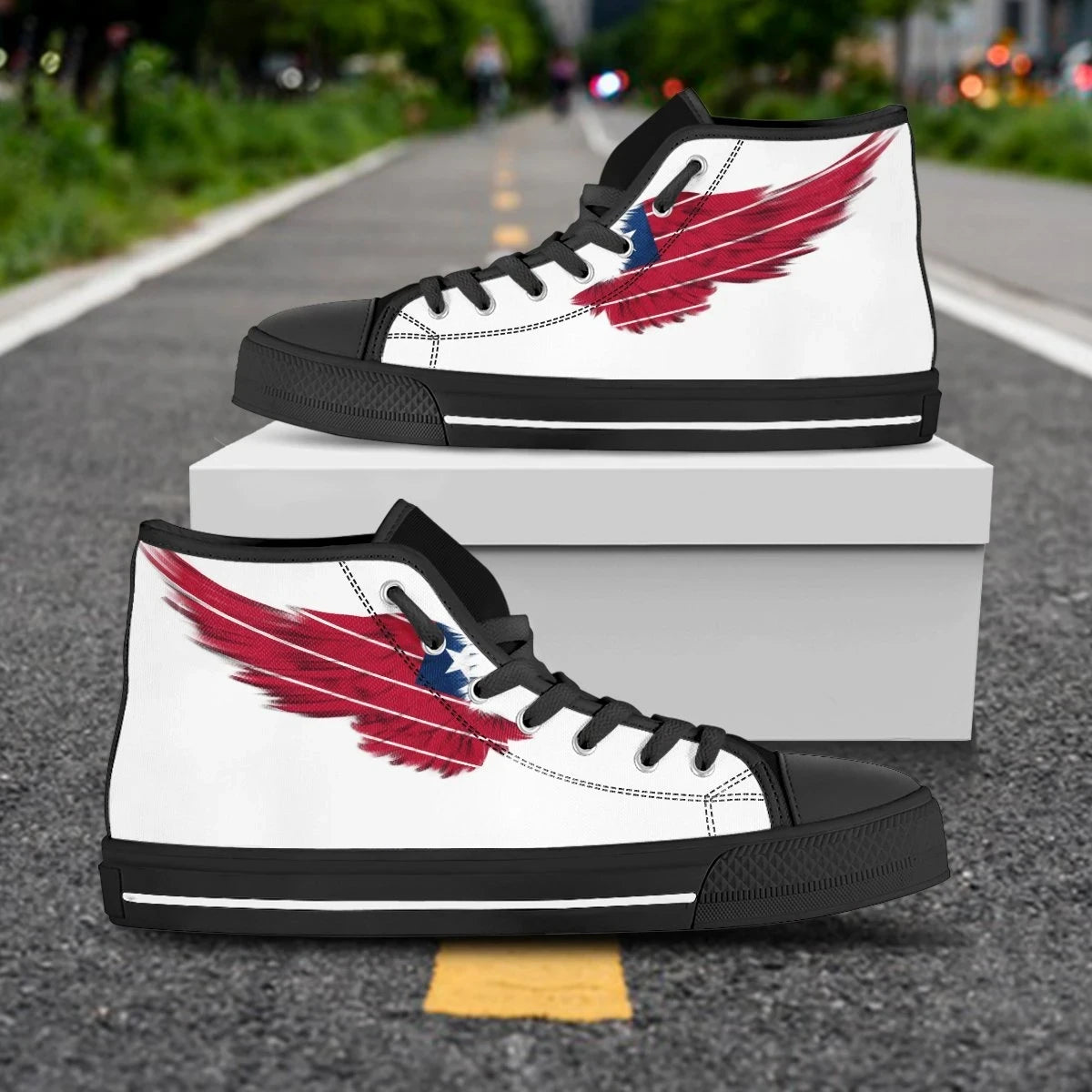 Liberia White High Top Shoe Wing Flag