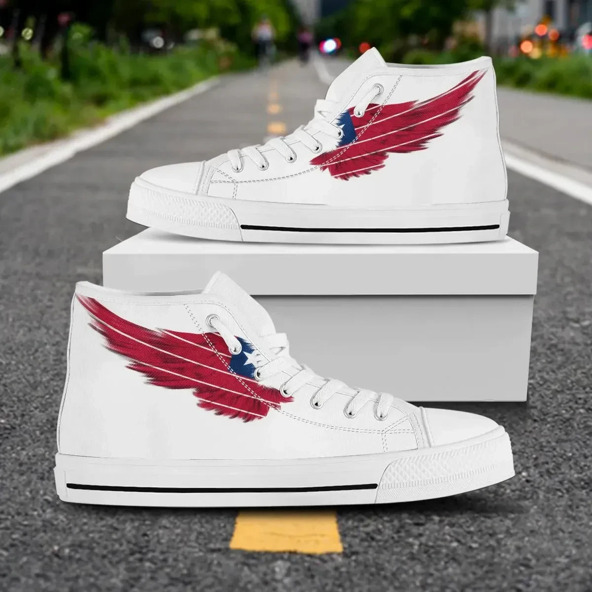 Liberia White High Top Shoe Wing Flag
